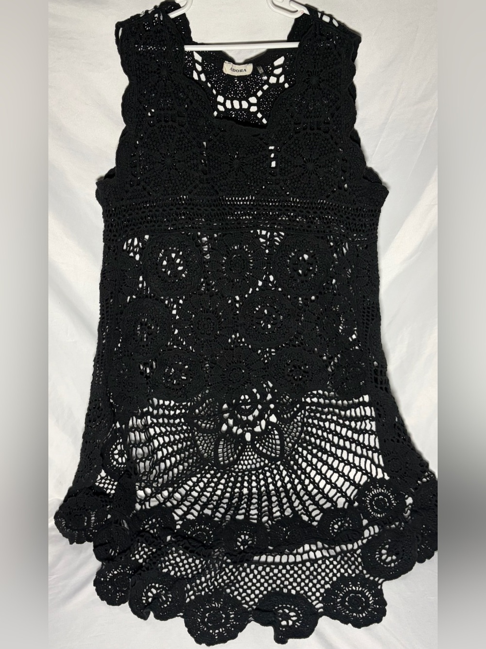 Adora Boho Bliss Open Knit Crochet High-Low Top Women's M/L Cottagecore Festival